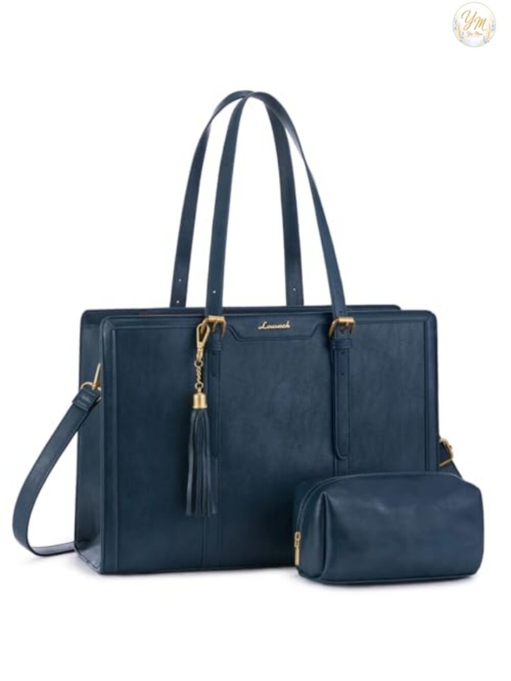 Work Tote Bag for Women, Faux Leather Laptop Bag, 15.6 inch